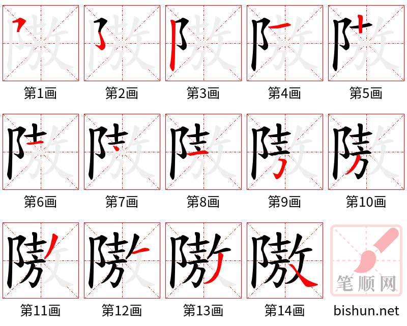 隞 笔顺规范