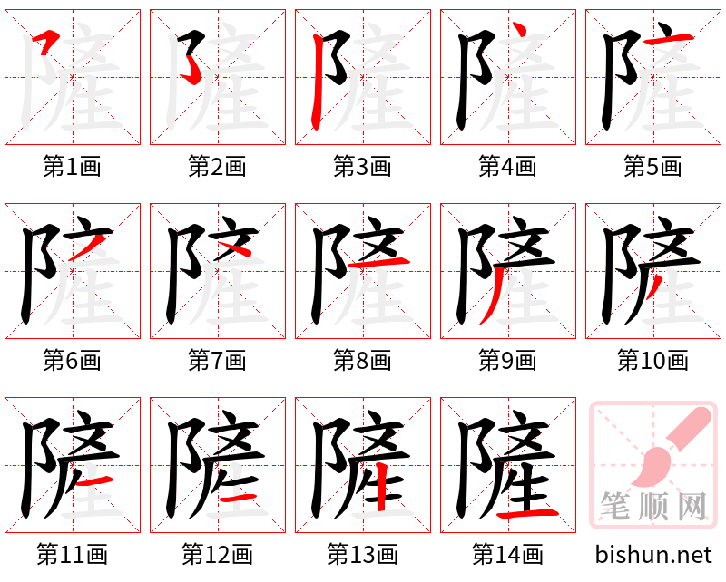 隡 笔顺规范