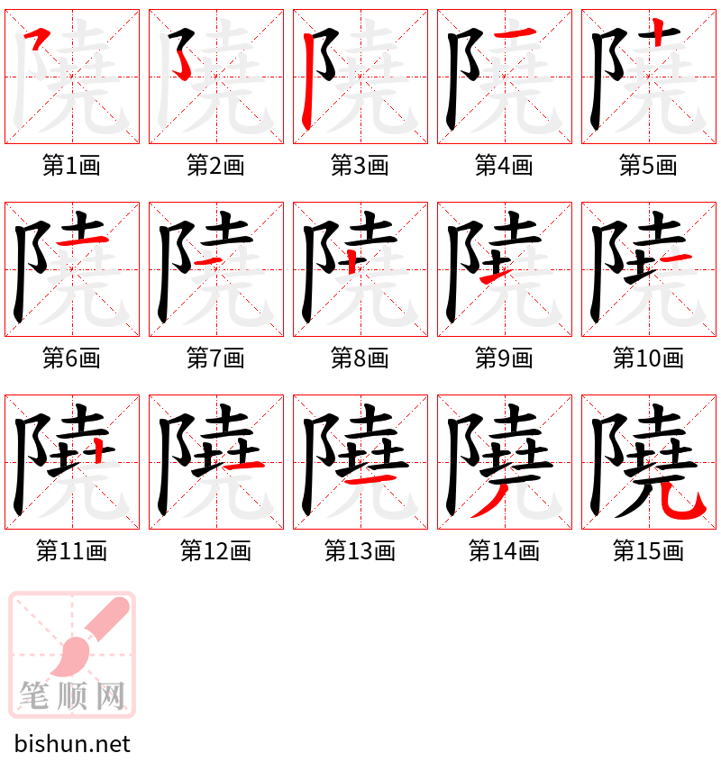 隢 笔顺规范