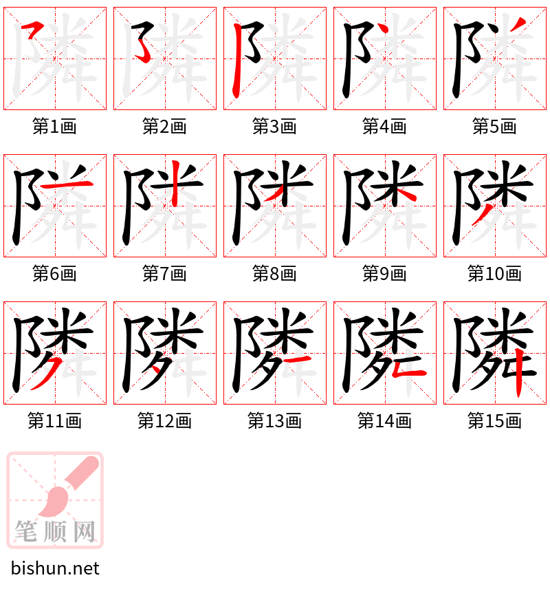 隣 笔顺规范