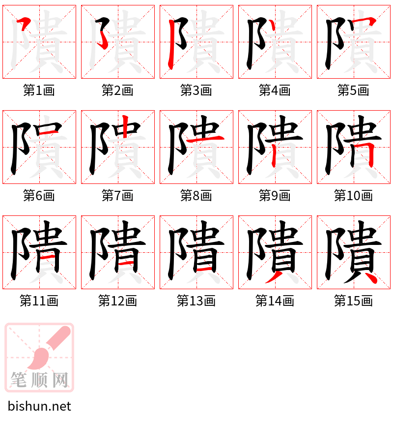 隤 笔顺规范