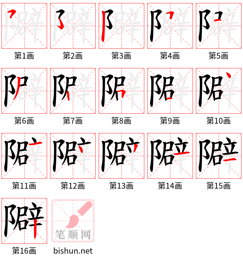 隦 笔顺规范