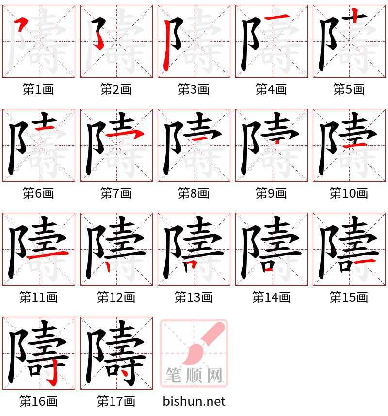 隯 笔顺规范