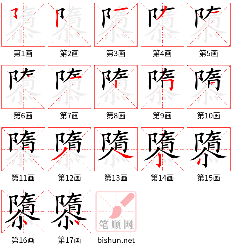 隳 笔顺规范