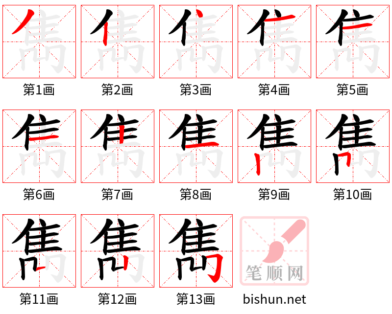 雋 笔顺规范