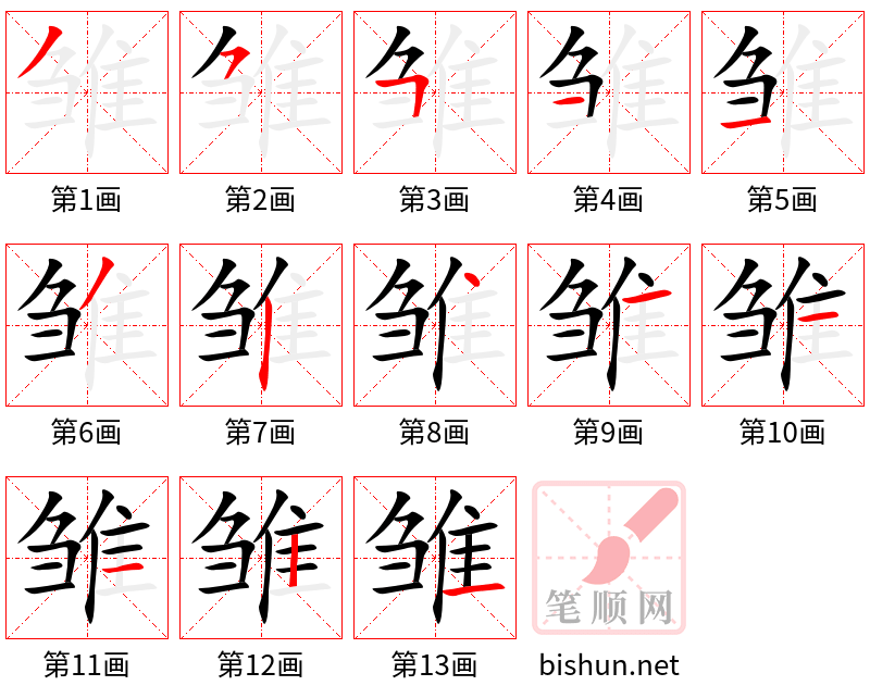 雏 笔顺规范