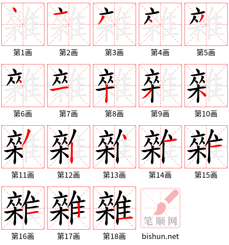 雜 笔顺规范