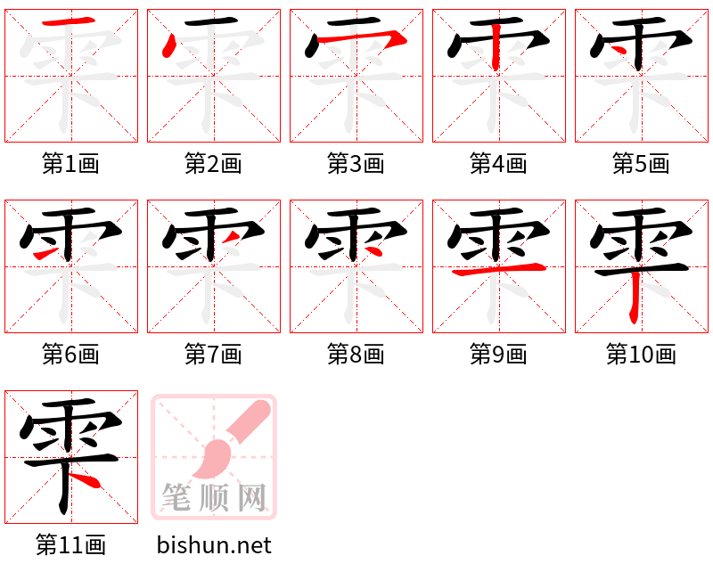 雫 笔顺规范