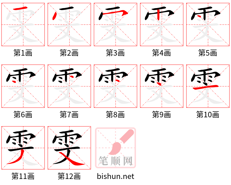 雯 笔顺规范