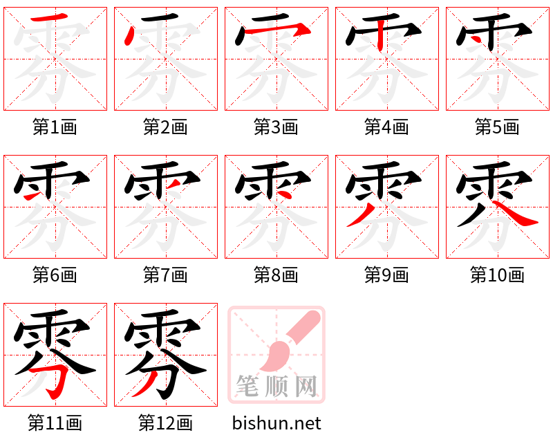 雰 笔顺规范