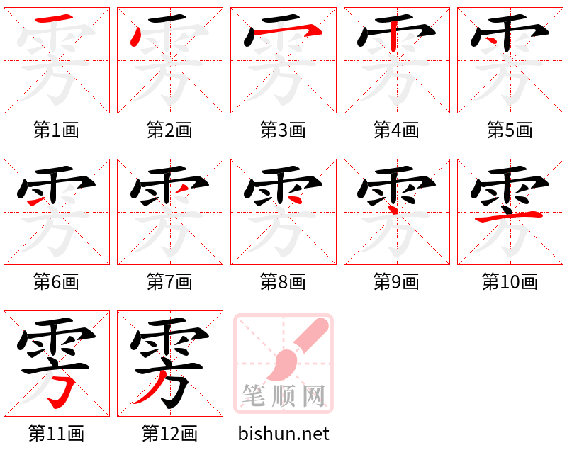 雱 笔顺规范