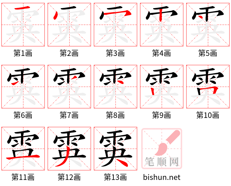 雵 笔顺规范