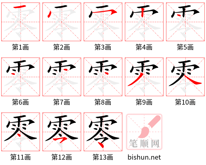 零 笔顺规范