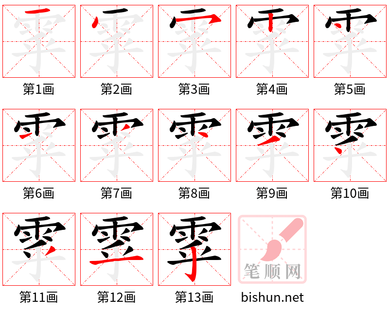 雽 笔顺规范