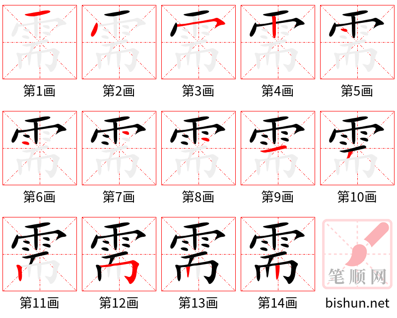 需 笔顺规范