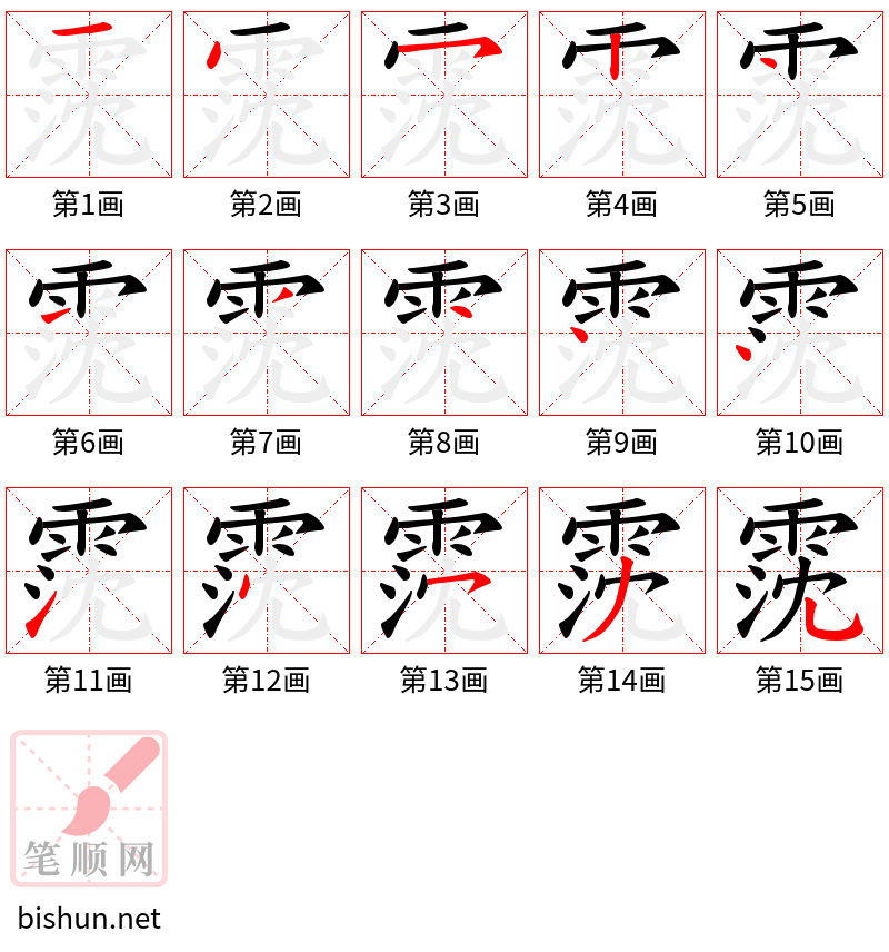 霃 笔顺规范