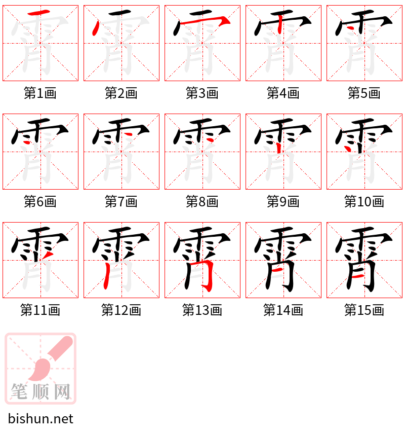 霄 笔顺规范