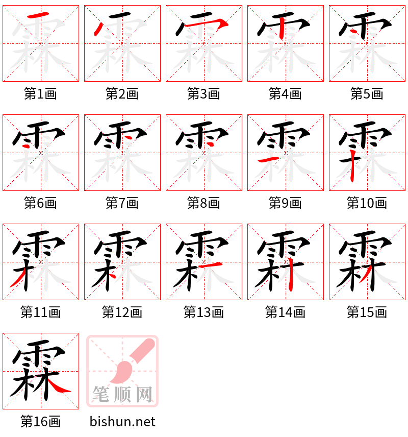 霖 笔顺规范