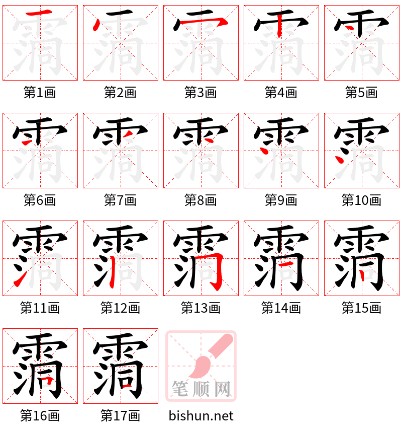 霘 笔顺规范