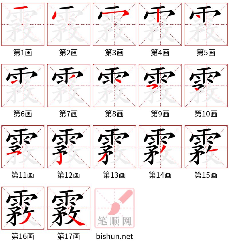 霚 笔顺规范