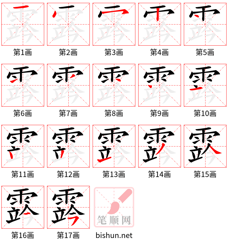 霠 笔顺规范