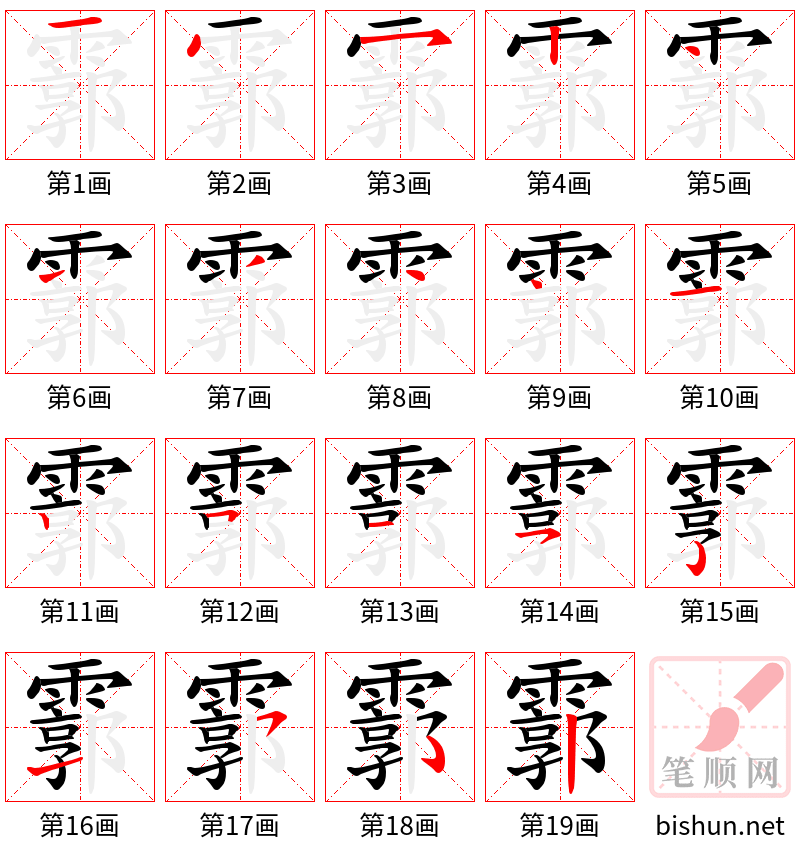 霩 笔顺规范