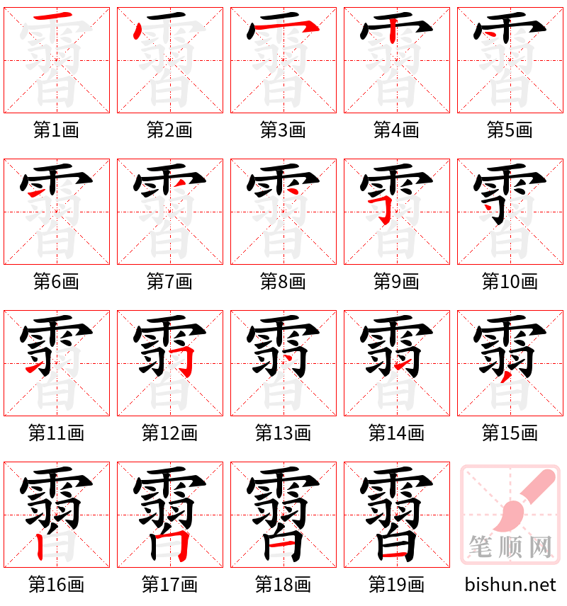 霫 笔顺规范