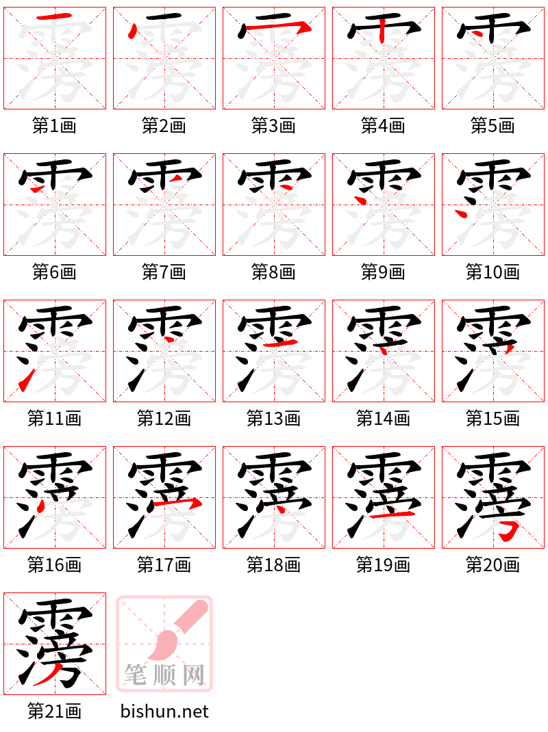 霶 笔顺规范