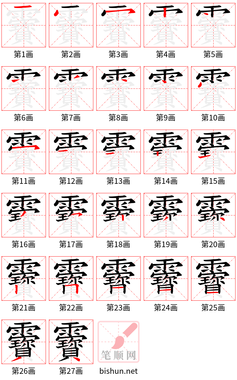 靌 笔顺规范