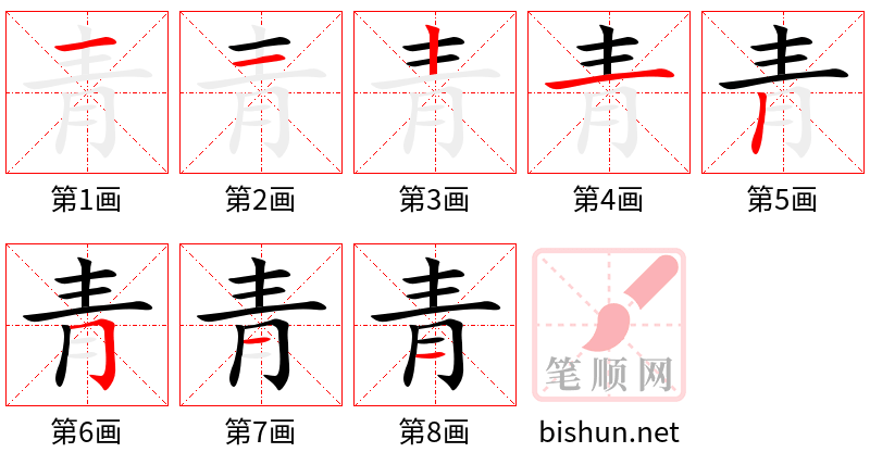 青 笔顺规范