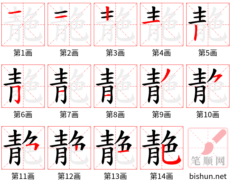 靘 笔顺规范