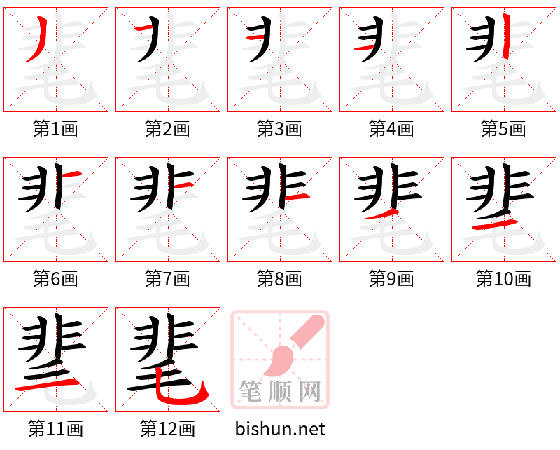 靟 笔顺规范