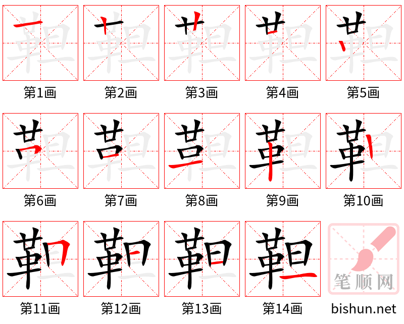 靼 笔顺规范