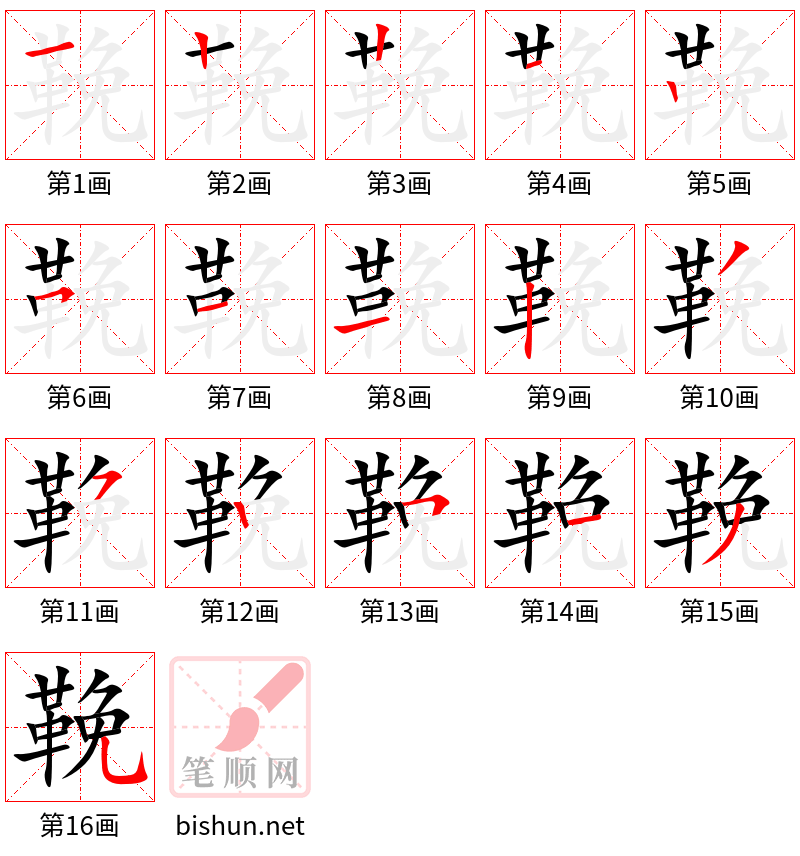 鞔 笔顺规范