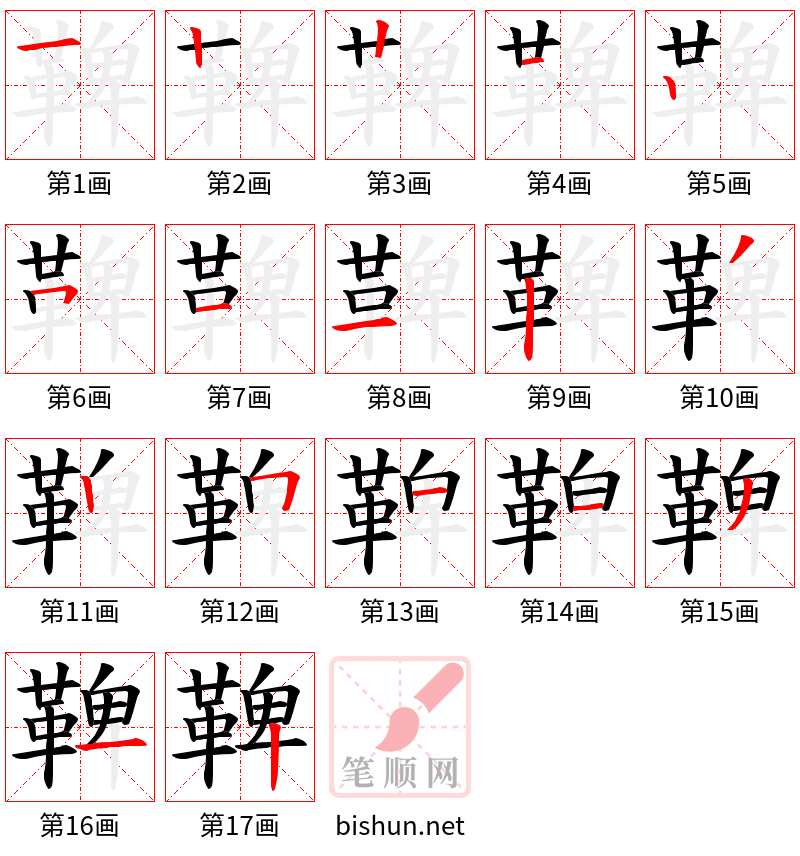 鞞 笔顺规范