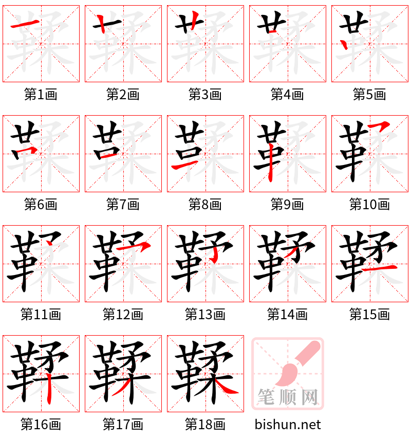 鞣 笔顺规范