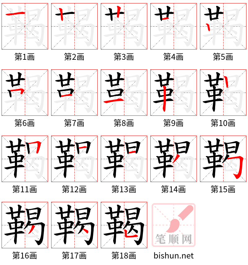 鞨 笔顺规范