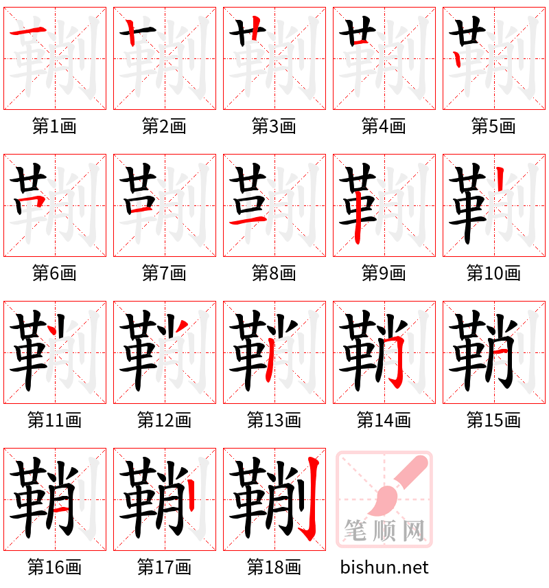 鞩 笔顺规范