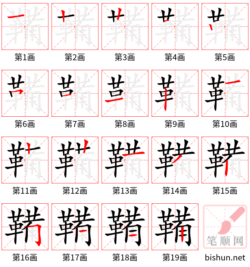 鞴 笔顺规范