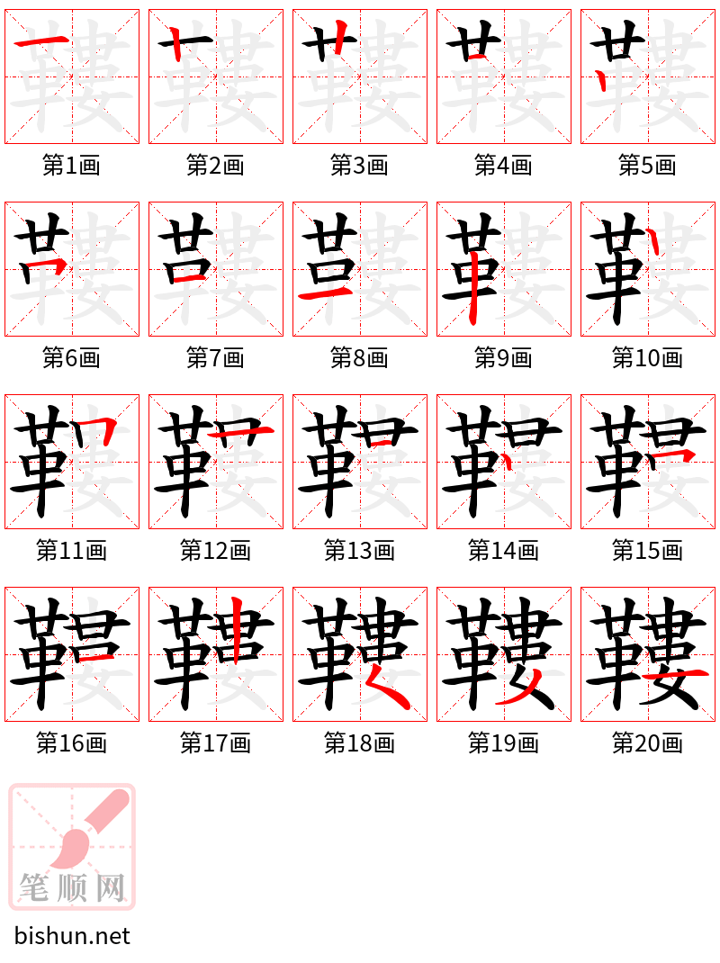 鞻 笔顺规范