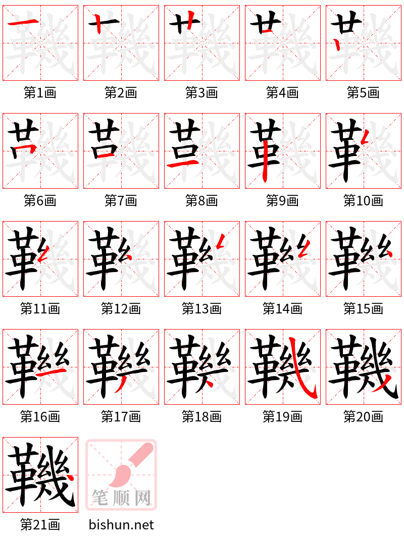 鞿 笔顺规范