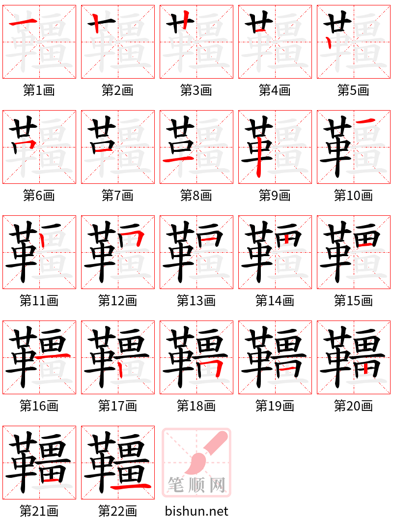 韁 笔顺规范