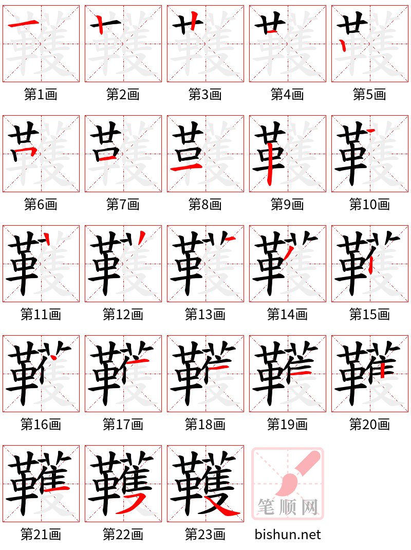 韄 笔顺规范