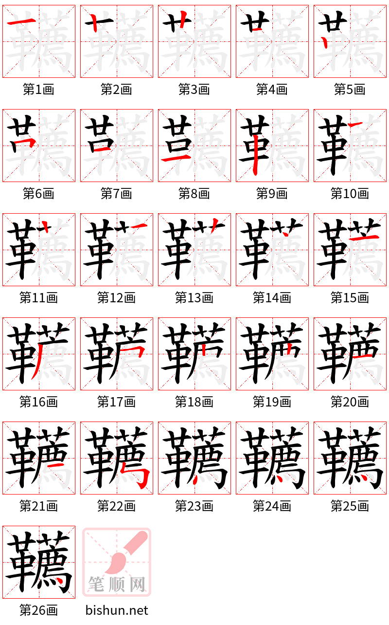 韉 笔顺规范