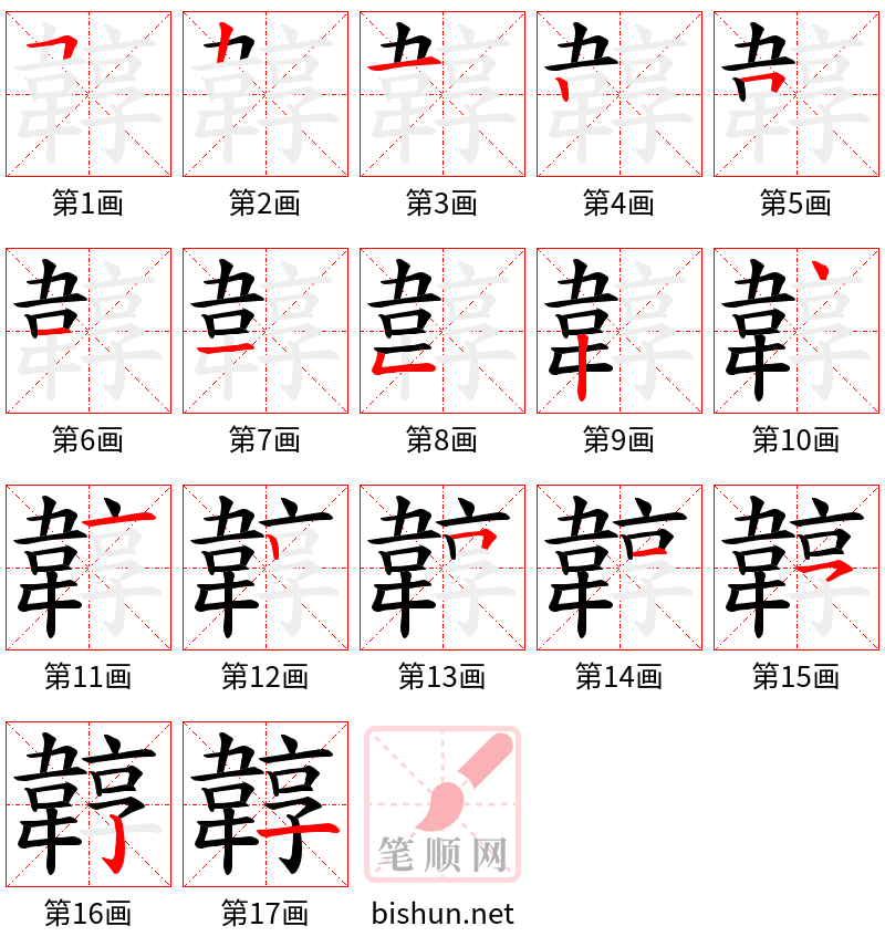 韕 笔顺规范