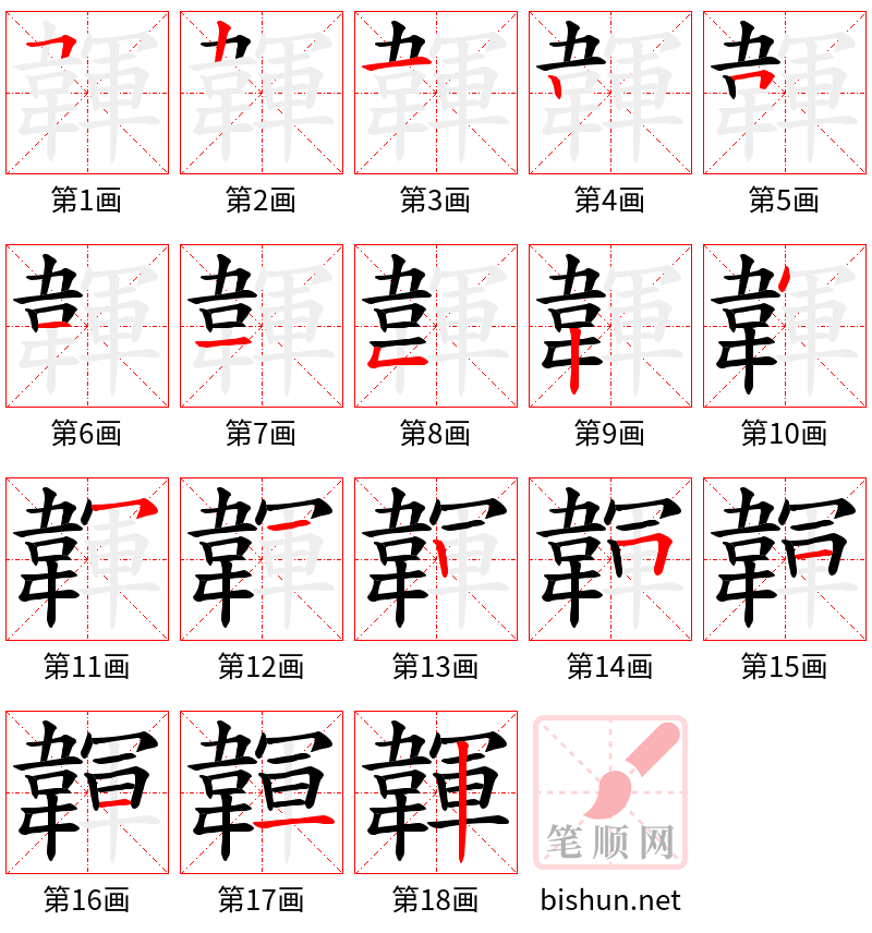 韗 笔顺规范