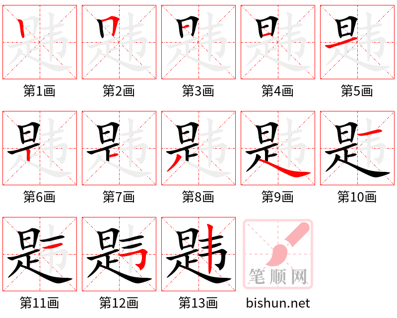 韪 笔顺规范