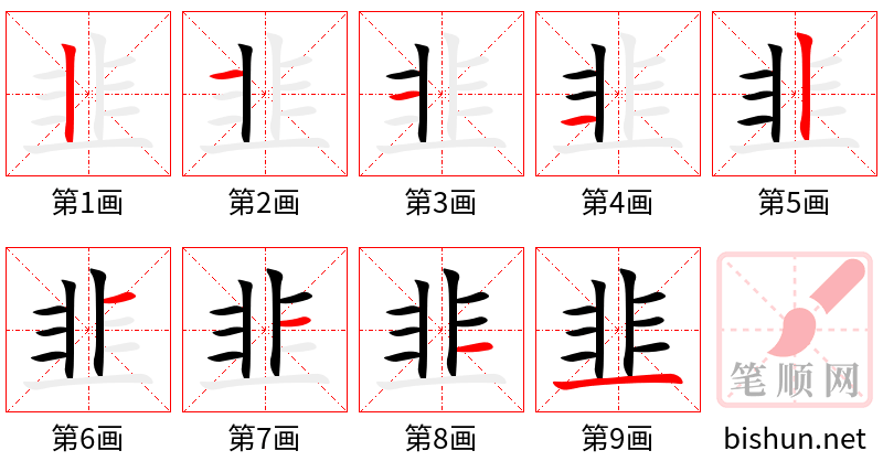 韭 笔顺规范