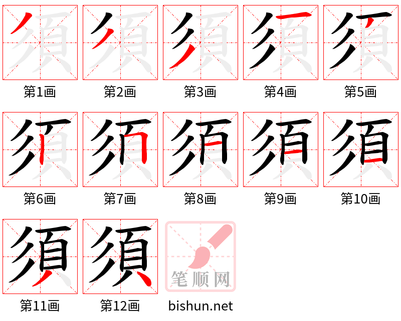 須 笔顺规范