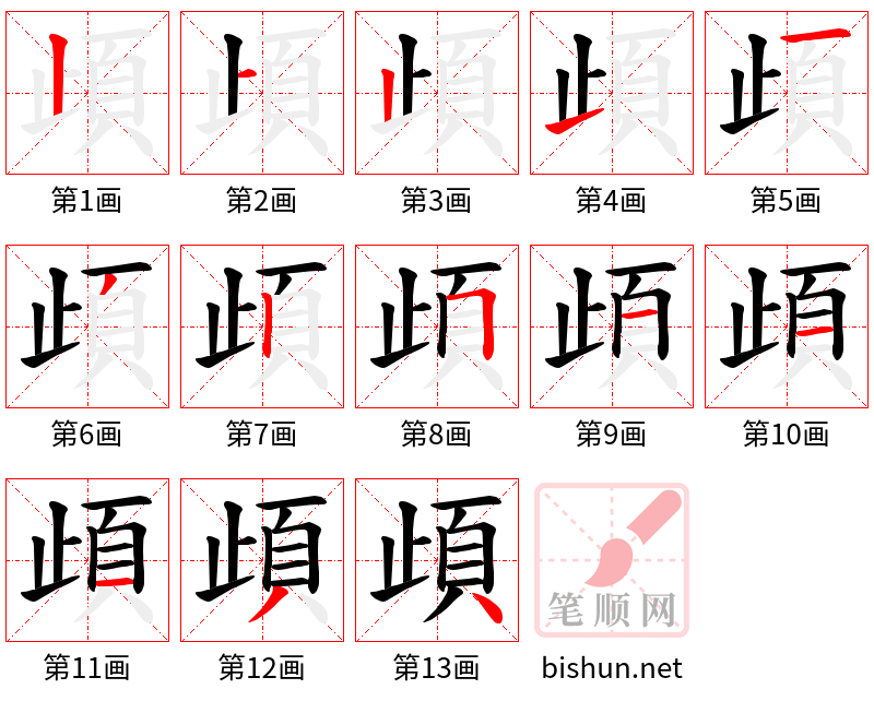 頉 笔顺规范